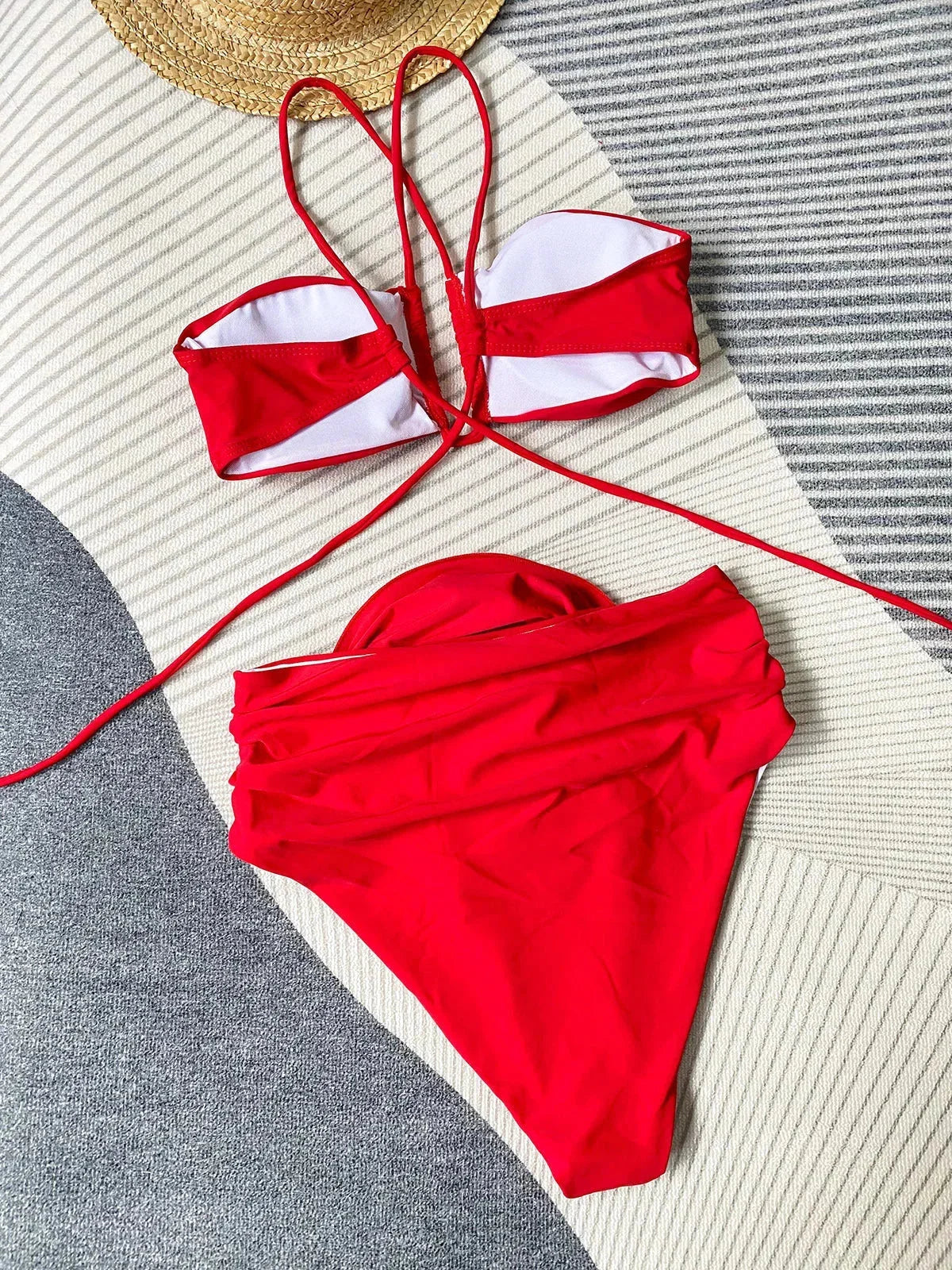 Maillot de Bain Deux Pièces Taille Haute Femme