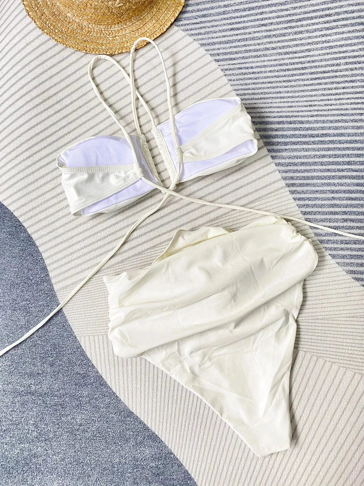 Maillot de Bain Deux Pièces Taille Haute Femme