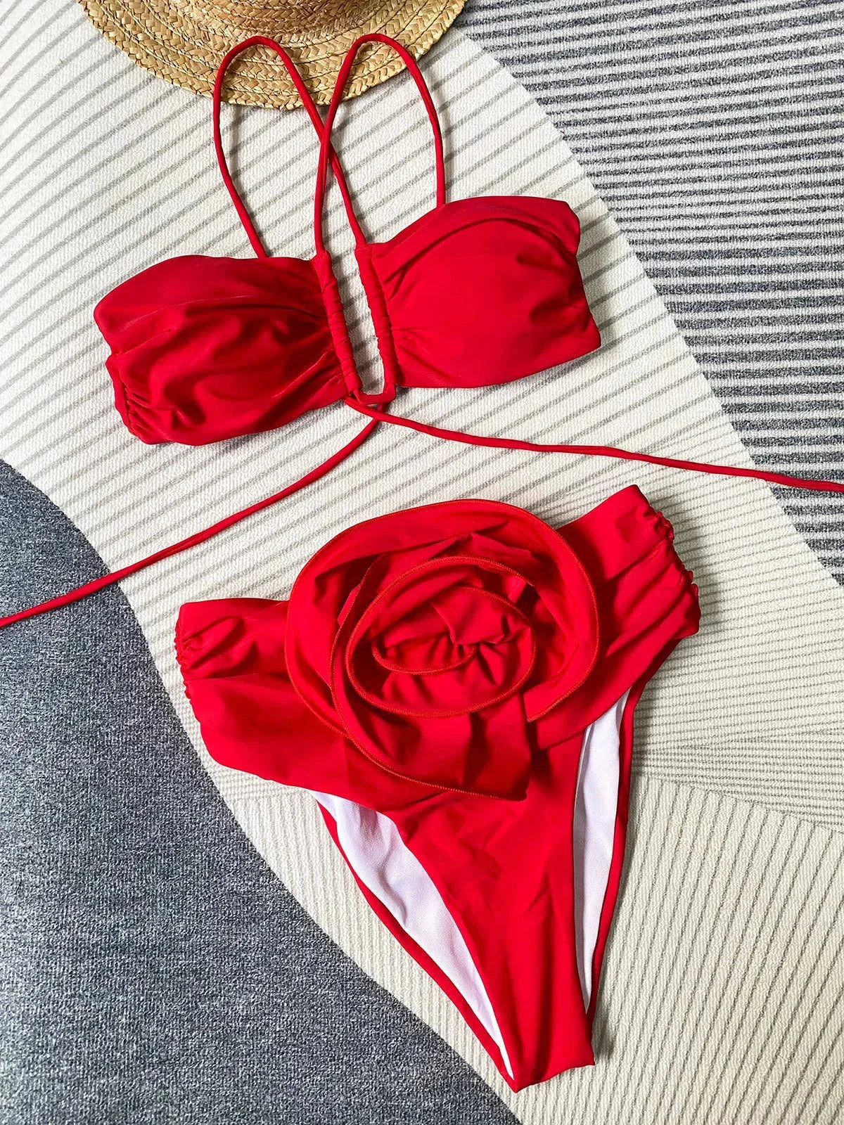 Maillot de Bain Deux Pièces Taille Haute Femme