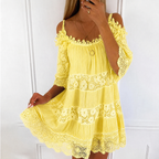 Robe Courte en Dentelle à Épaules Dégagées