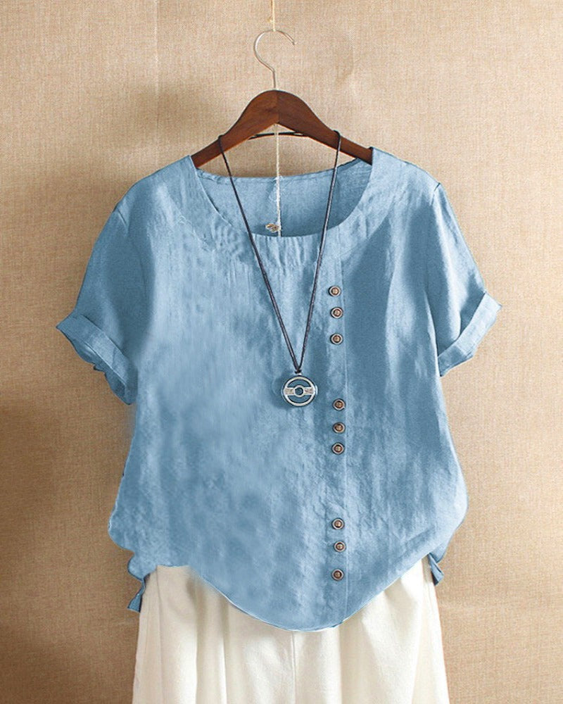 Blouse Femme Boutonnée Lin Décontractée