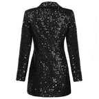Robe Blazer Courte Pailletée à Double Boutonnage