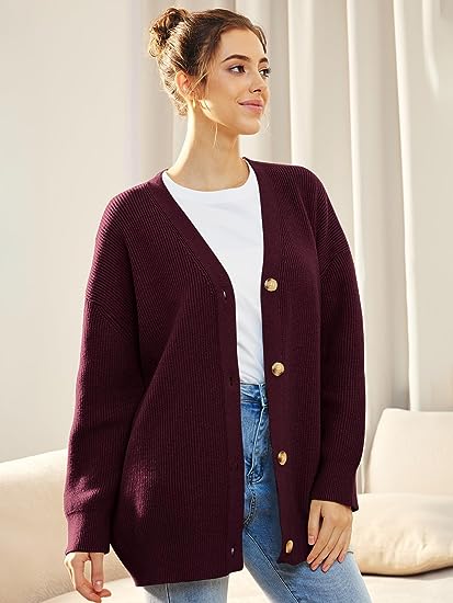 Gilet Long en Maille Boutonné Femme
