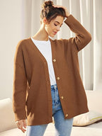 Gilet Long en Maille Boutonné Femme