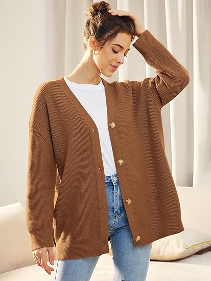 Gilet Long en Maille Boutonné Femme