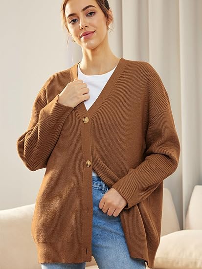 Gilet Long en Maille Boutonné Femme