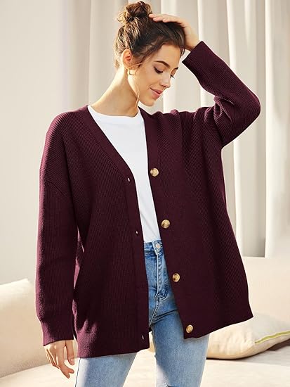 Gilet Long en Maille Boutonné Femme