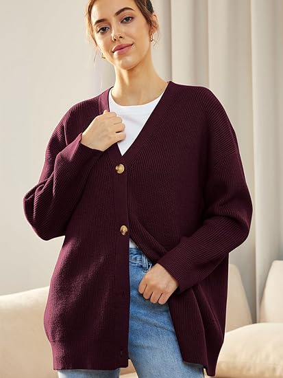 Gilet Long en Maille Boutonné Femme