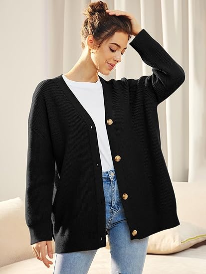 Gilet Long en Maille Boutonné Femme