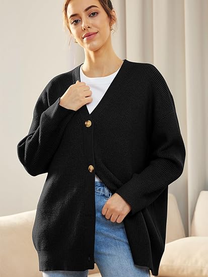Gilet Long en Maille Boutonné Femme