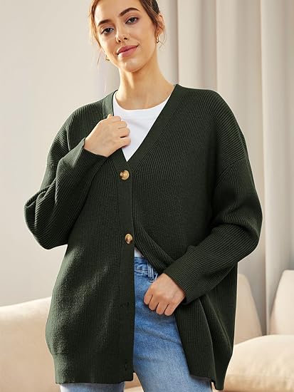 Gilet Long en Maille Boutonné Femme