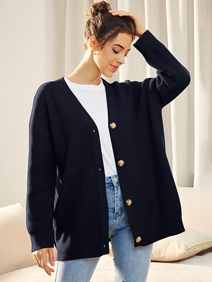 Gilet Long en Maille Boutonné Femme