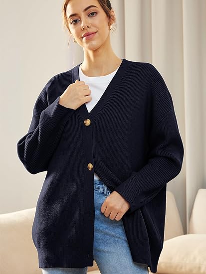 Gilet Long en Maille Boutonné Femme