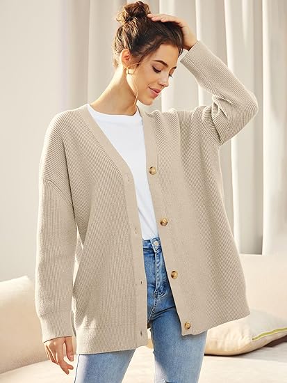 Gilet Long en Maille Boutonné Femme