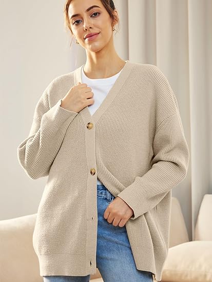 Gilet Long en Maille Boutonné Femme