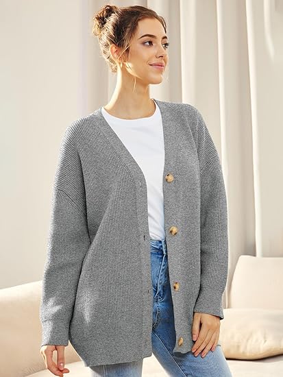 Gilet Long en Maille Boutonné Femme