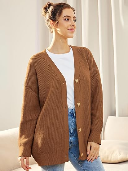 Gilet Long en Maille Boutonné Femme