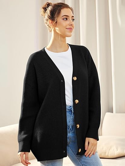 Gilet Long en Maille Boutonné Femme