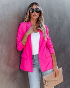 Blazer Ajusté à Boutonnage Simple