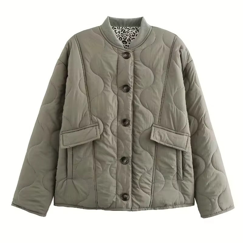 Veste Matelassée Courte à Poches Plaquées