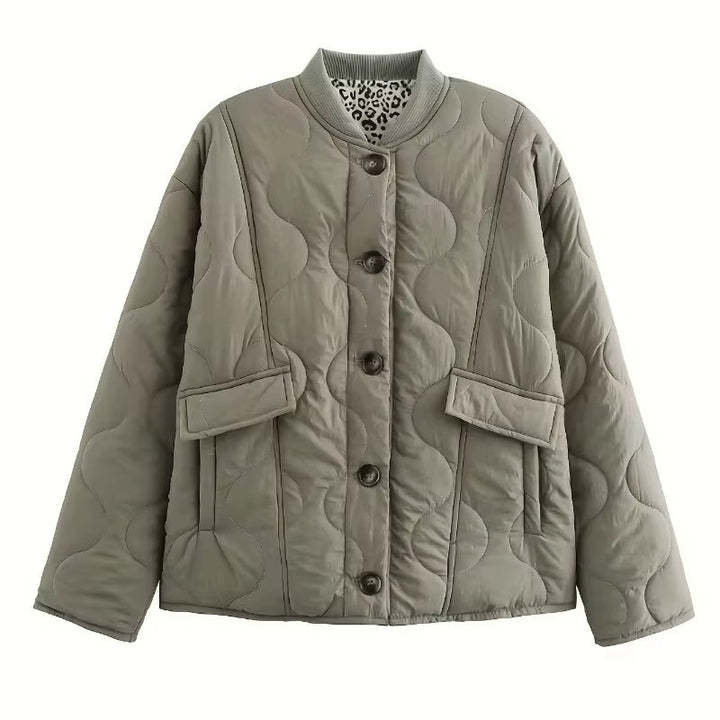 Veste Matelassée Courte à Poches Plaquées