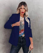 Blazer Ajusté à Boutonnage Simple