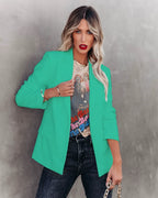 Blazer Ajusté à Boutonnage Simple