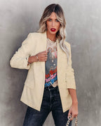Blazer Ajusté à Boutonnage Simple
