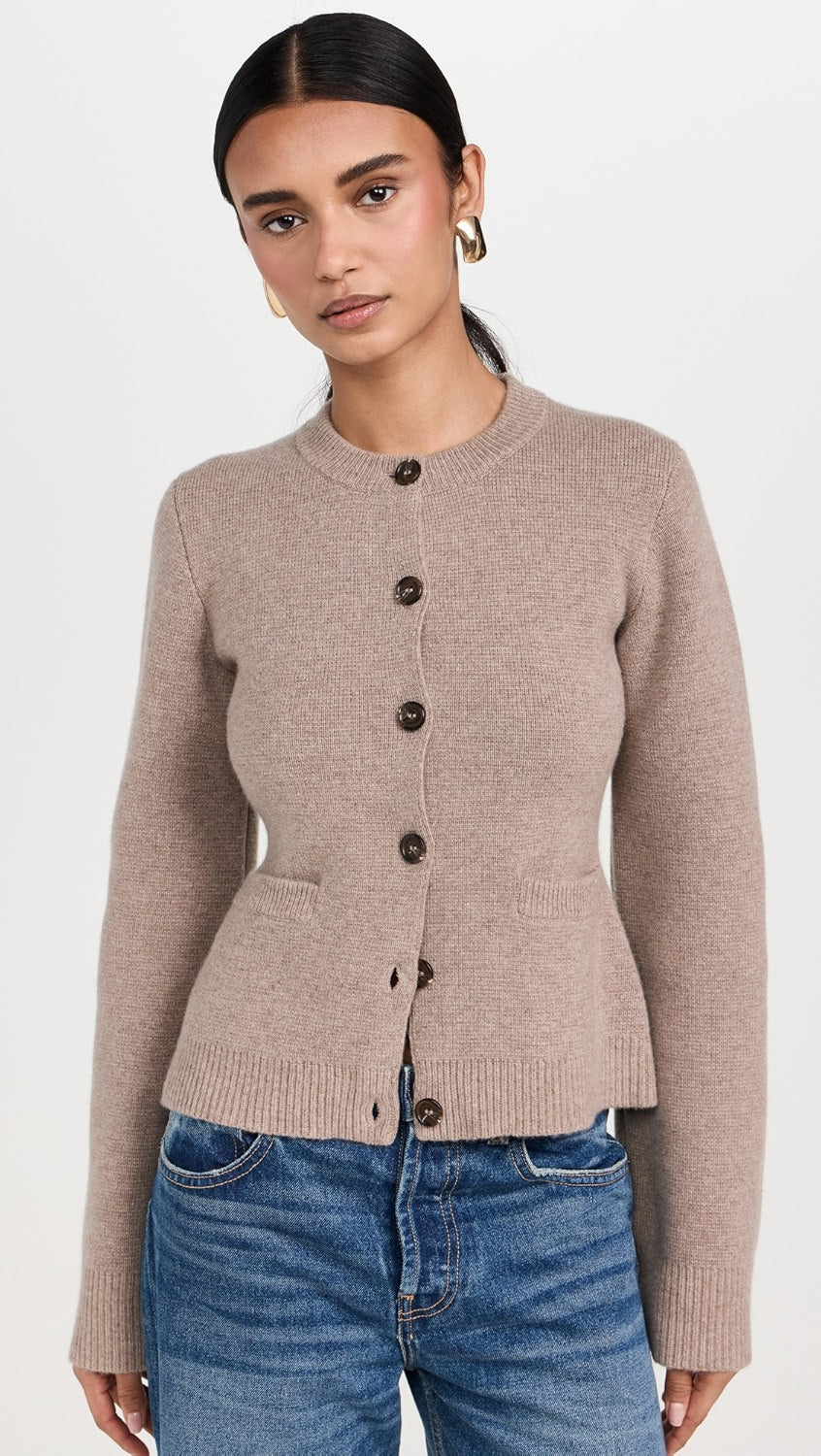 Cardigan Femme Ajusté à Col Rond Boutonné