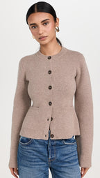Cardigan Femme Ajusté à Col Rond Boutonné