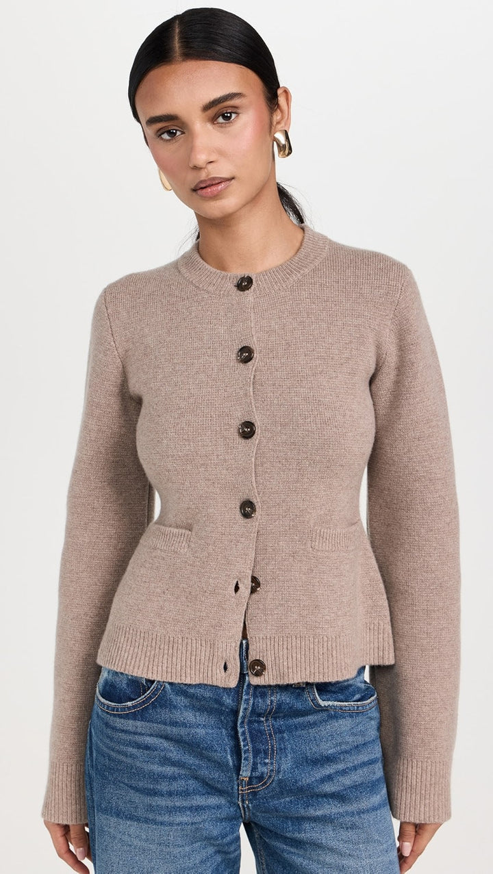 Cardigan Femme Ajusté à Col Rond Boutonné