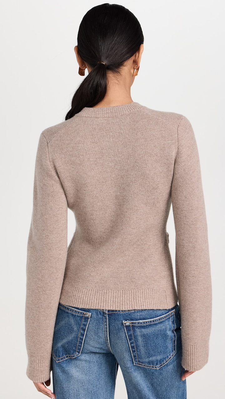 Cardigan Femme Ajusté à Col Rond Boutonné