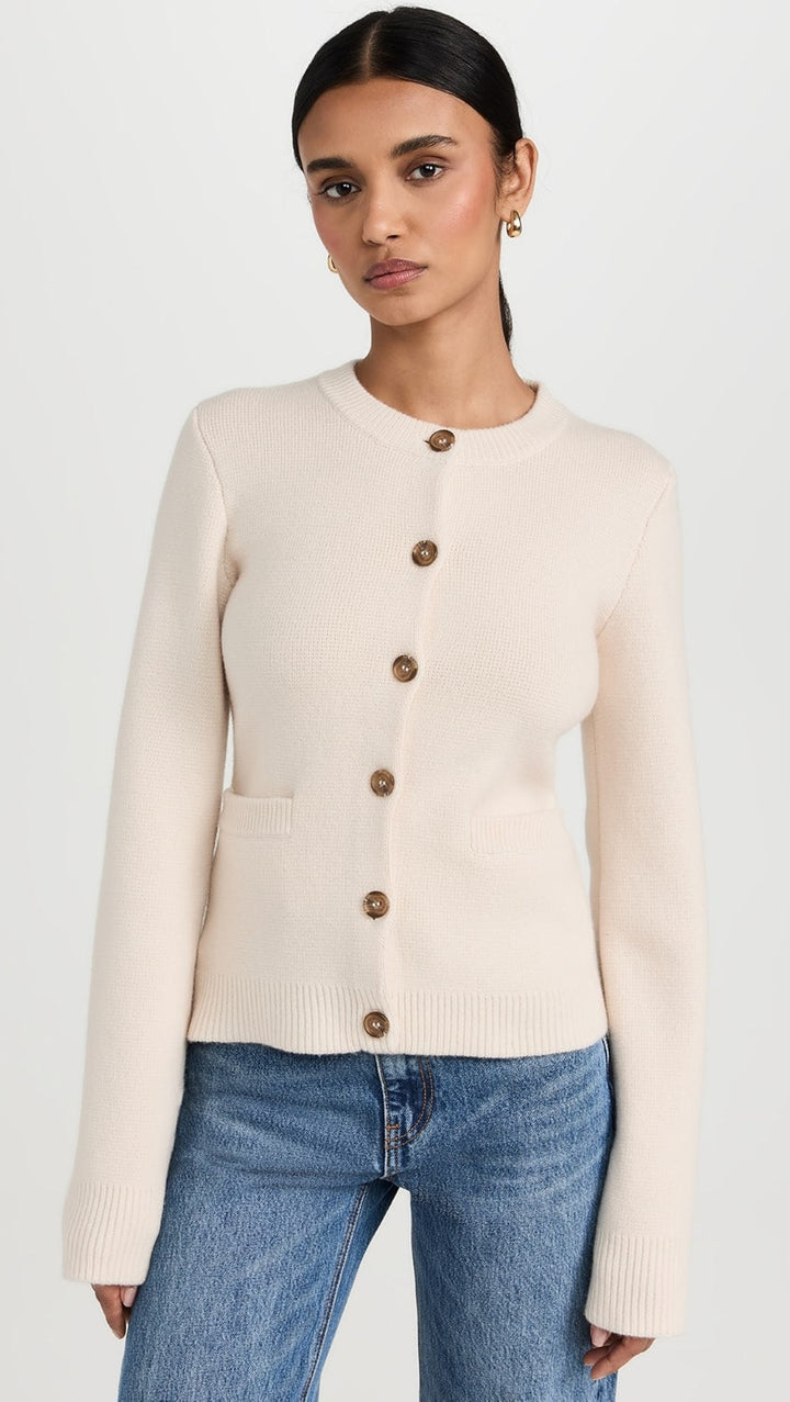 Cardigan Femme Ajusté à Col Rond Boutonné