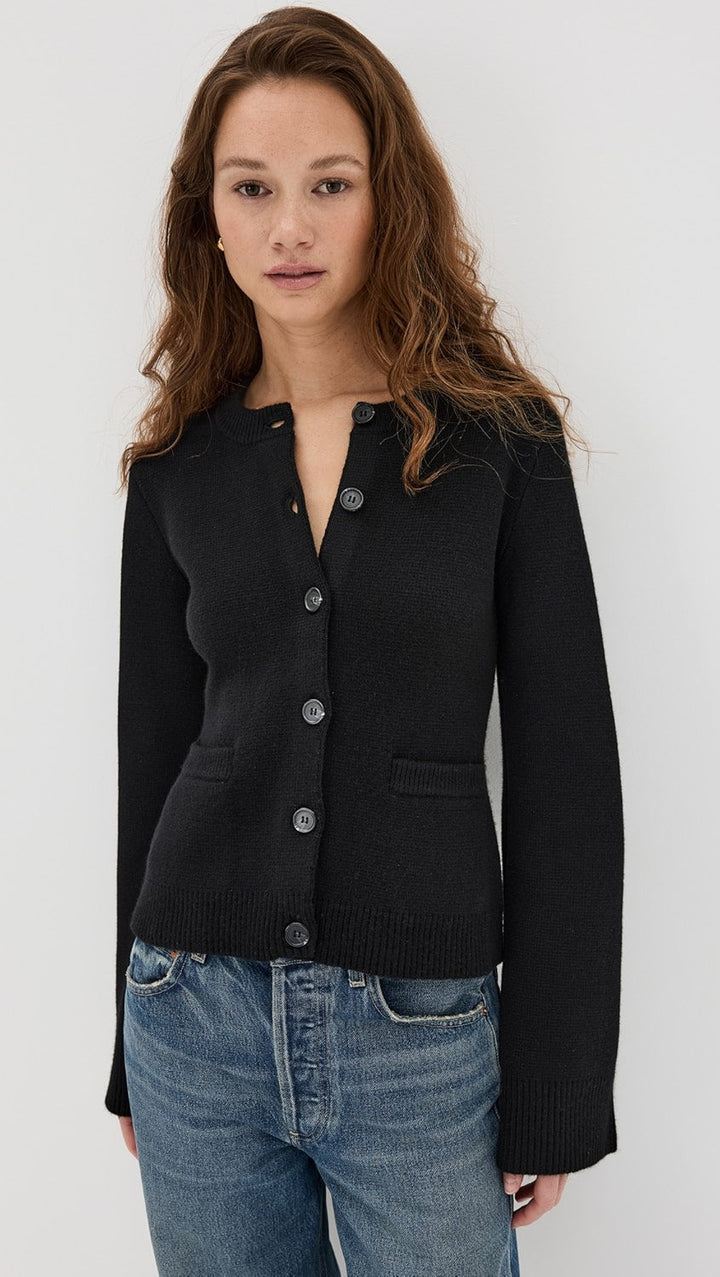 Cardigan Femme Ajusté à Col Rond Boutonné
