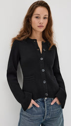 Cardigan Femme Ajusté à Col Rond Boutonné