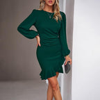 Robe Courte Drapée à Volant Asymétrique