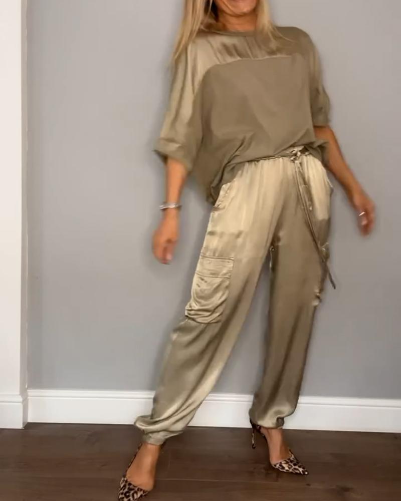 Ensemble Satiné Haut Ample et Pantalon Jogger