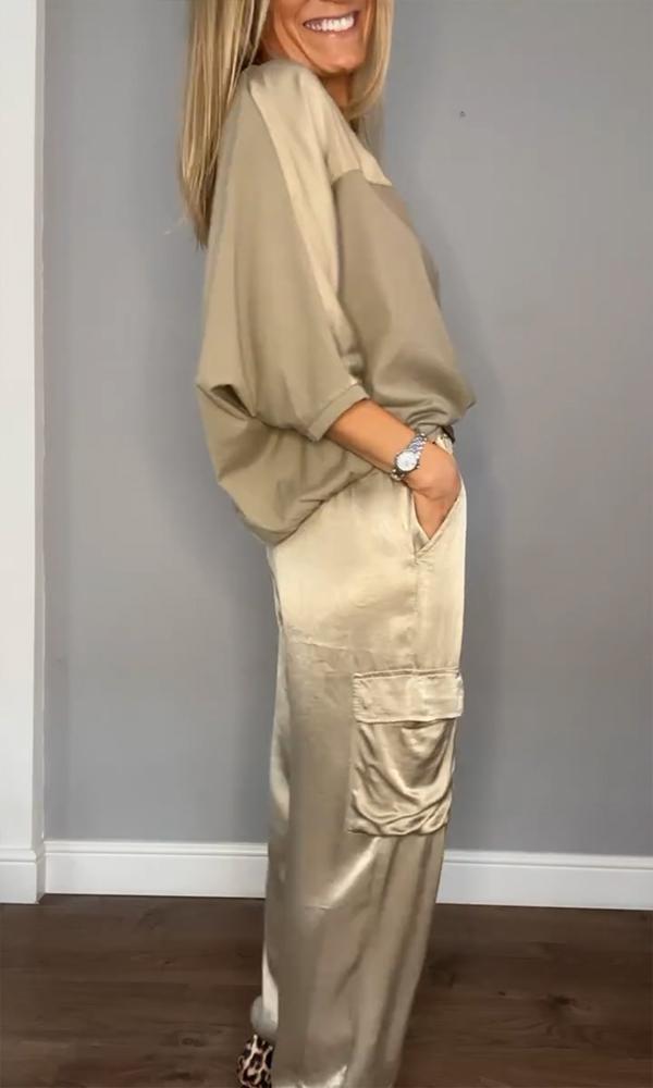 Ensemble Satiné Haut Ample et Pantalon Jogger