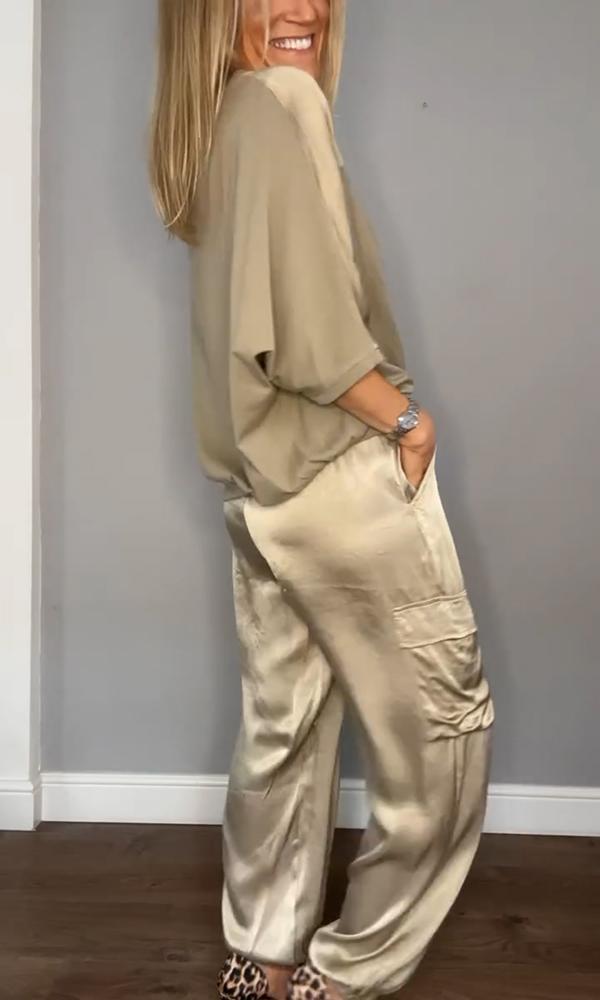 Ensemble Satiné Haut Ample et Pantalon Jogger