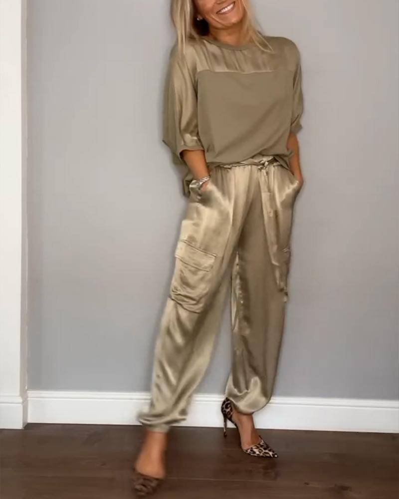 Ensemble Satiné Haut Ample et Pantalon Jogger