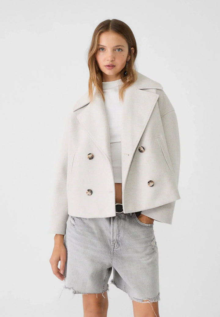 Veste Courte Croisée à Double Boutonnage