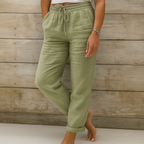 Pantalon Droit Taille Élastique à Cordon