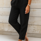 Pantalon Droit Taille Élastique à Cordon