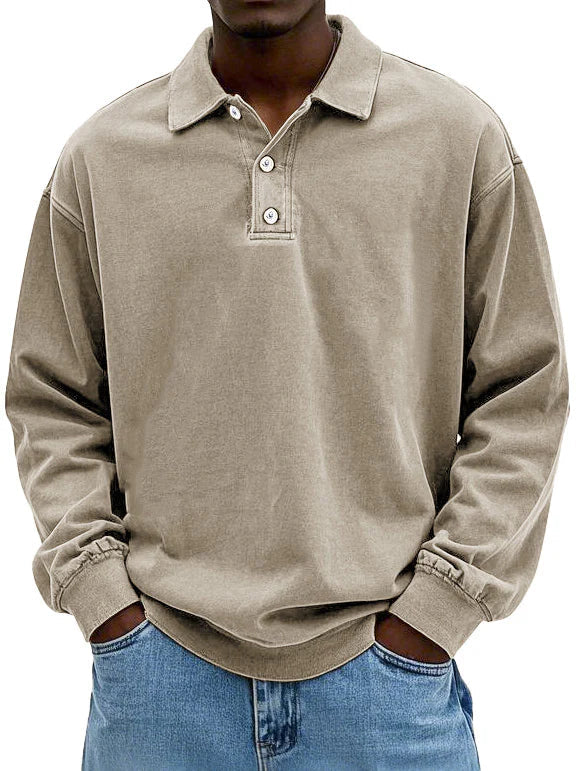 Sweat Col Polo Décontracté Confort Doux et Style Moderne