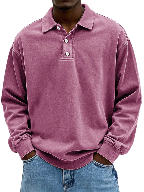 Sweat Col Polo Décontracté Confort Doux et Style Moderne