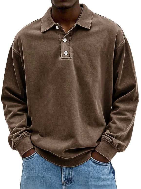 Sweat Col Polo Décontracté Confort Doux et Style Moderne