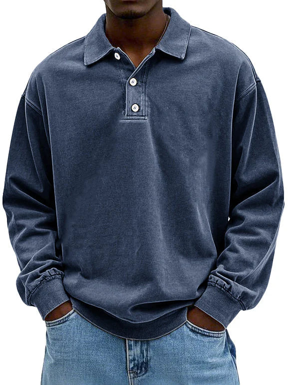 Sweat Col Polo Décontracté Confort Doux et Style Moderne