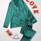 Ensemble Pyjama Satiné Boutonné Femme