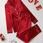 Ensemble Pyjama Satiné Boutonné Femme