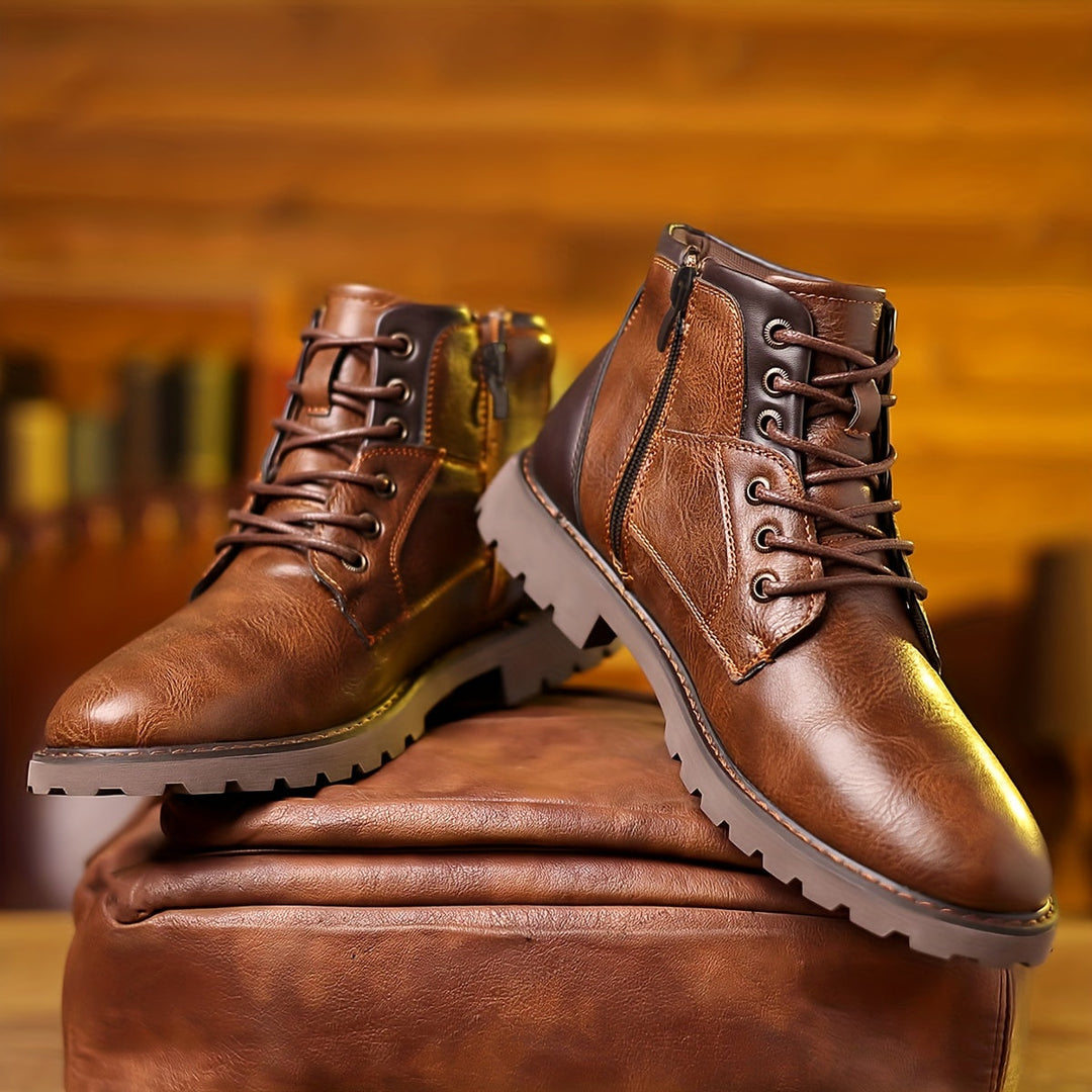 Bottines en Cuir Robustes Semelle Épaisse Confort et Style Moderne